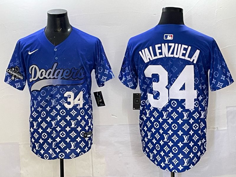 Men Los Angeles Dodgers #34 Valenzuela Blue Nike 2025 MLB jersey 07